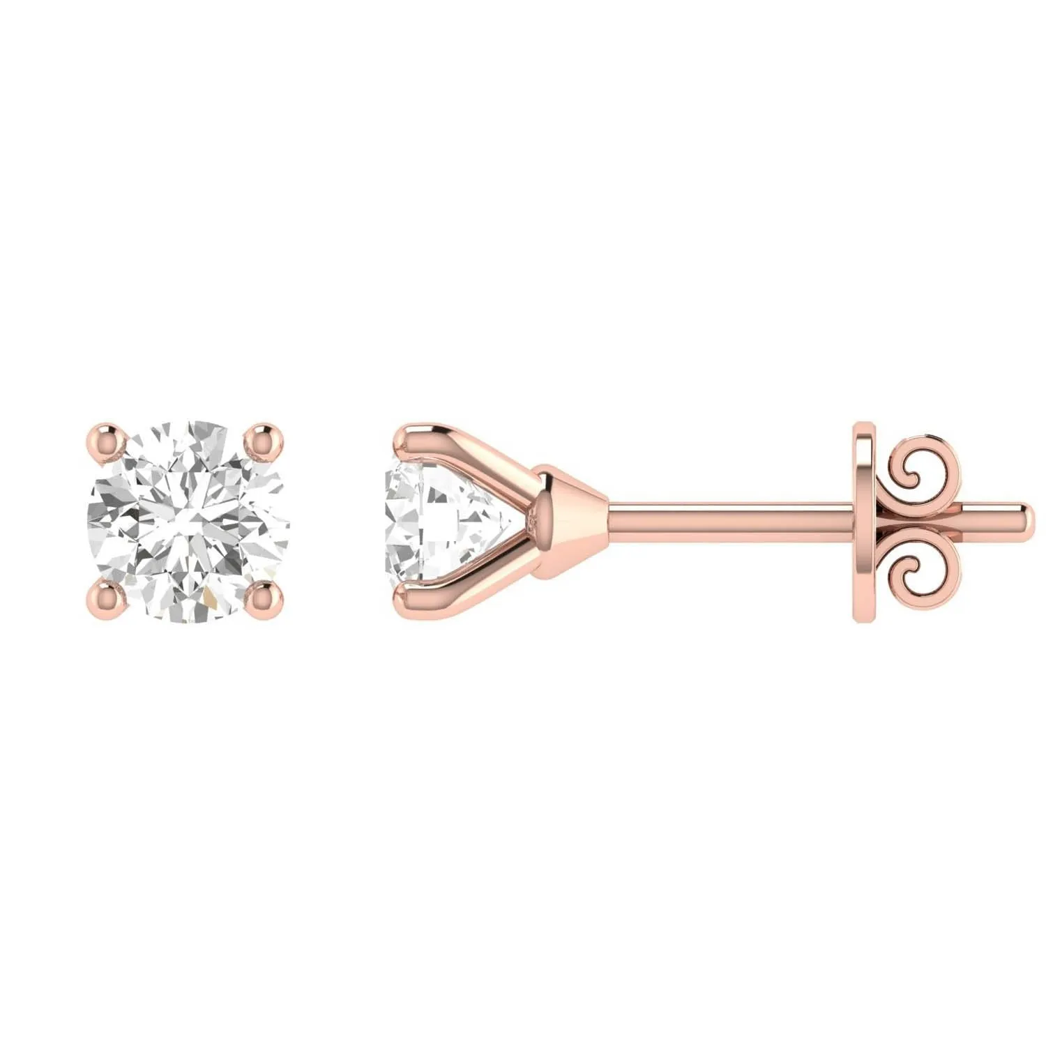 Diamond Stud Earrings with 0.80ct Diamonds in 18K Rose Gold - 18RCE80