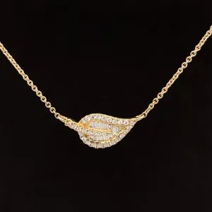 Diamond Tropical Leaf Pendant Necklace in 14k Yellow Gold - #151 PJNP4017-030