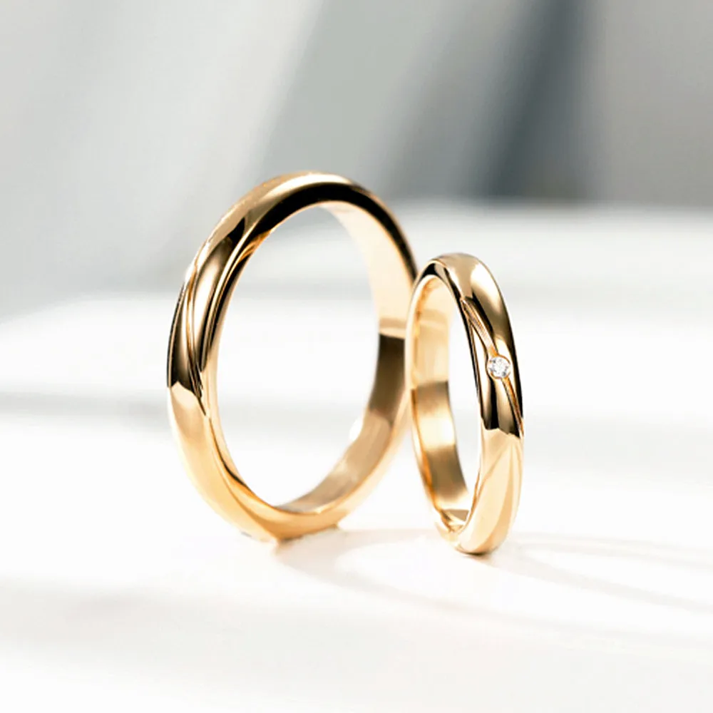 Diamond Wedding Matching Couple Rings