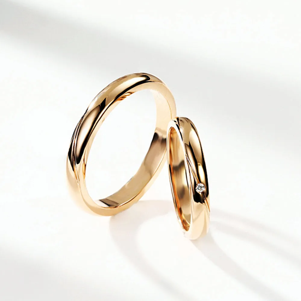 Diamond Wedding Matching Couple Rings