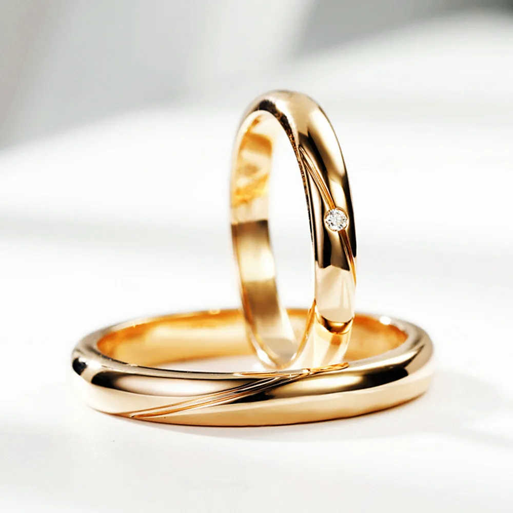 Diamond Wedding Matching Couple Rings