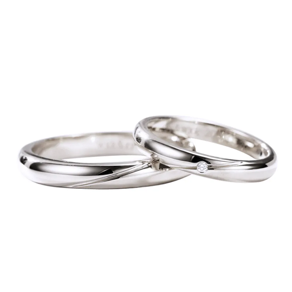 Diamond Wedding Matching Couple Rings