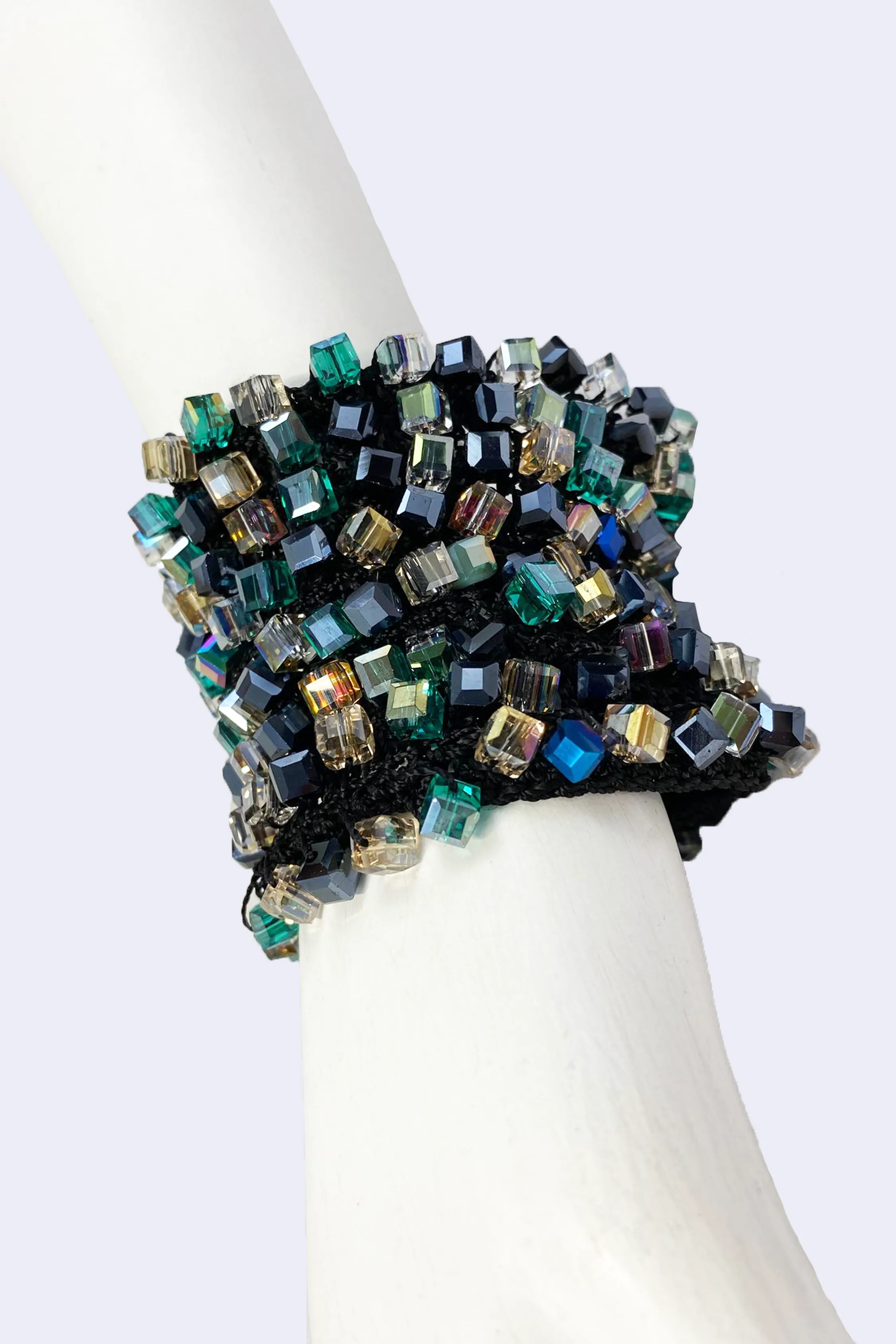 Diana Hand-crocheted Crystal Cuff Bracelets