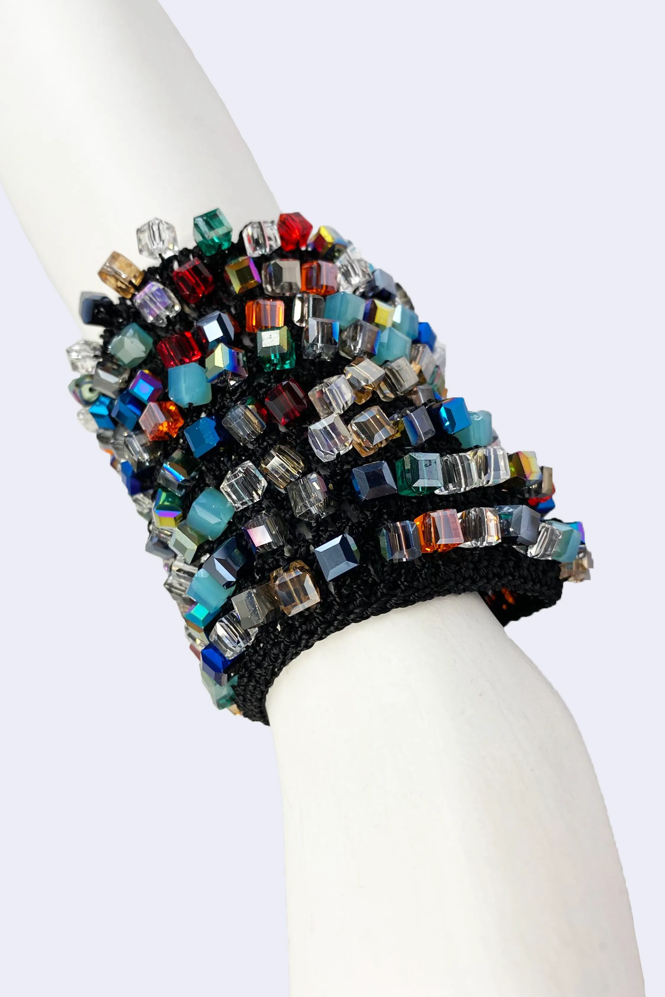 Diana Hand-crocheted Crystal Cuff Bracelets