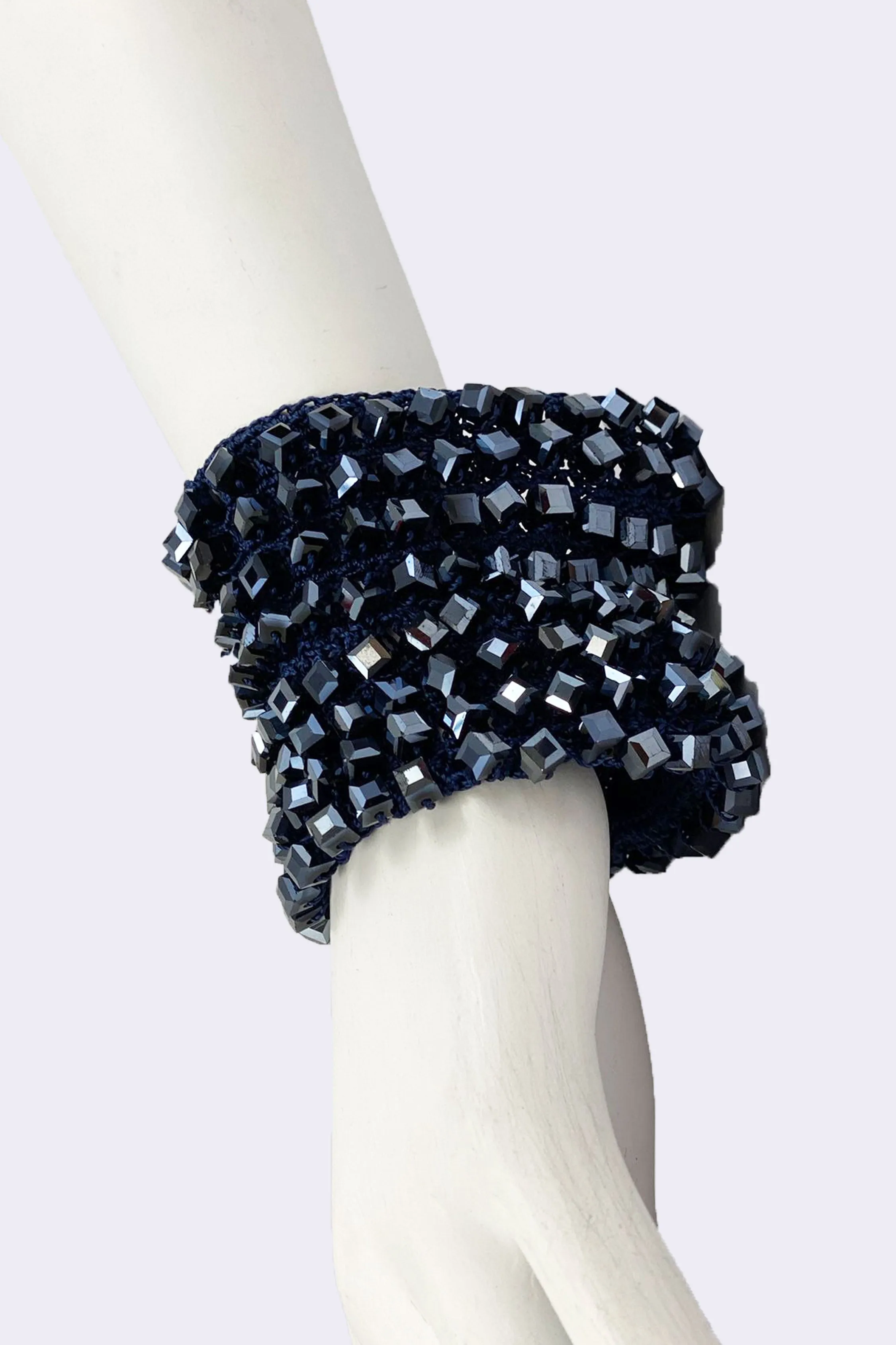 Diana Hand-crocheted Crystal Cuff Bracelets