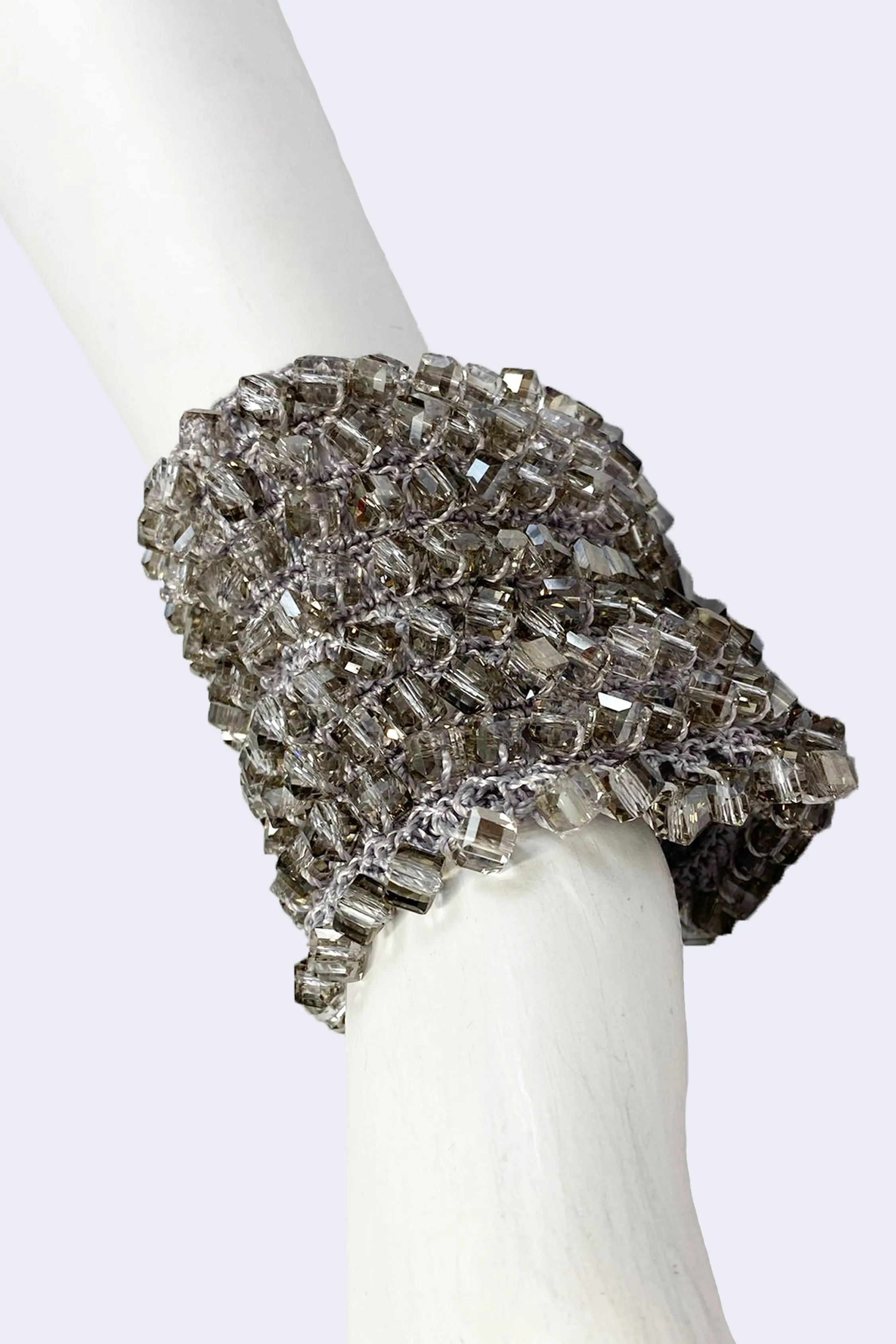 Diana Hand-crocheted Crystal Cuff Bracelets