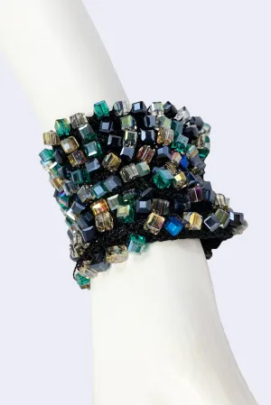 Diana Hand-crocheted Crystal Cuff Bracelets