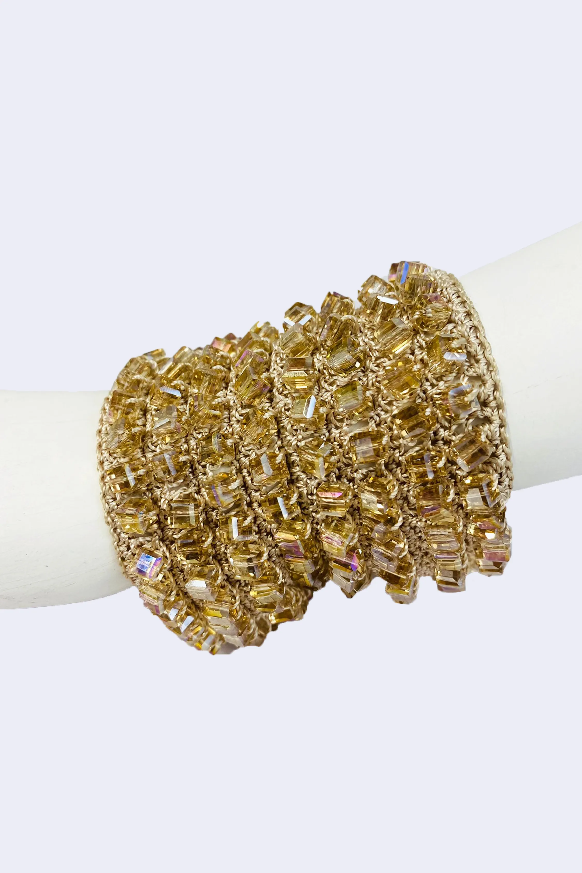 Diana Hand-crocheted Crystal Cuff Bracelets