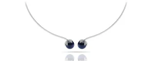 Double Black Pearl Flexible Diamond Necklace with 0.51 ct.(finished) 1mm, 1.2mm