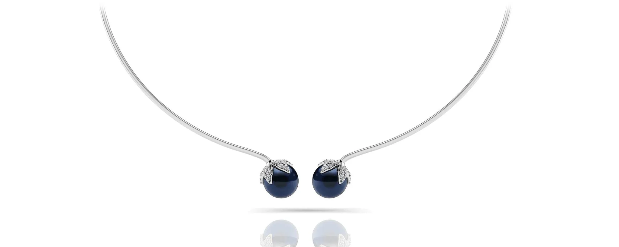 Double Black Pearl Flexible Diamond Necklace with 0.51 ct.(finished) 1mm, 1.2mm