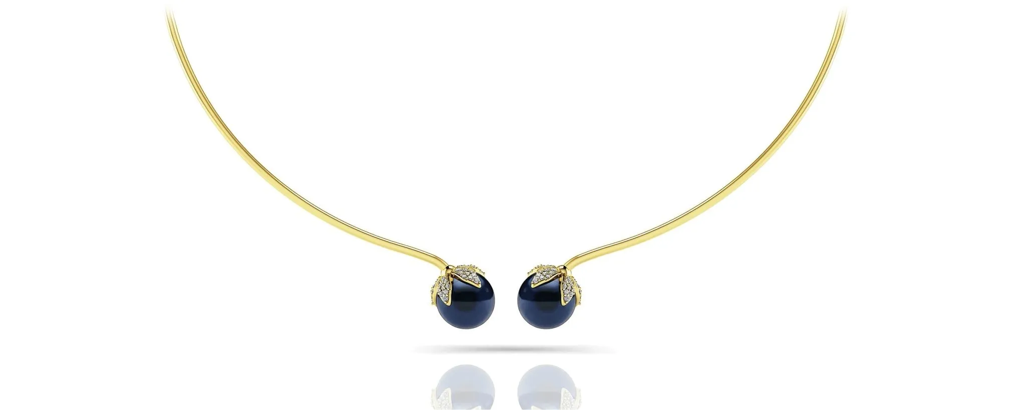 Double Black Pearl Flexible Diamond Necklace with 0.51 ct.(finished) 1mm, 1.2mm