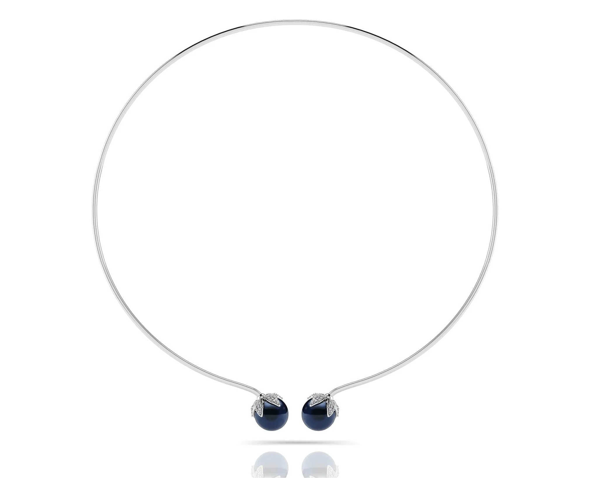 Double Black Pearl Flexible Diamond Necklace with 0.51 ct.(finished) 1mm, 1.2mm