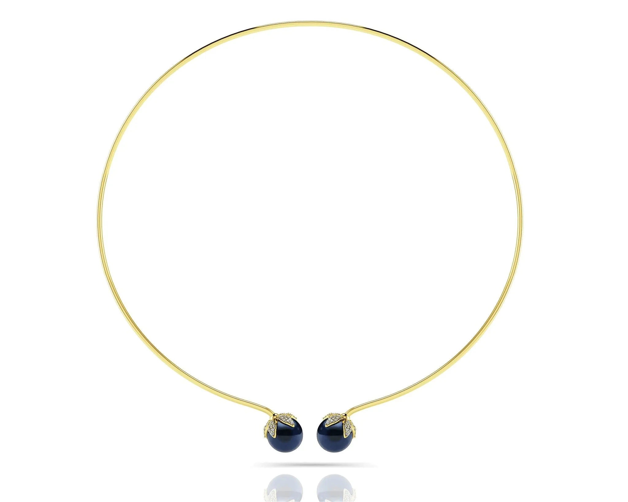 Double Black Pearl Flexible Diamond Necklace with 0.51 ct.(finished) 1mm, 1.2mm