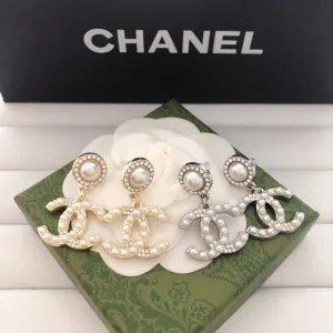Double C Diamond Chandelier Earrings