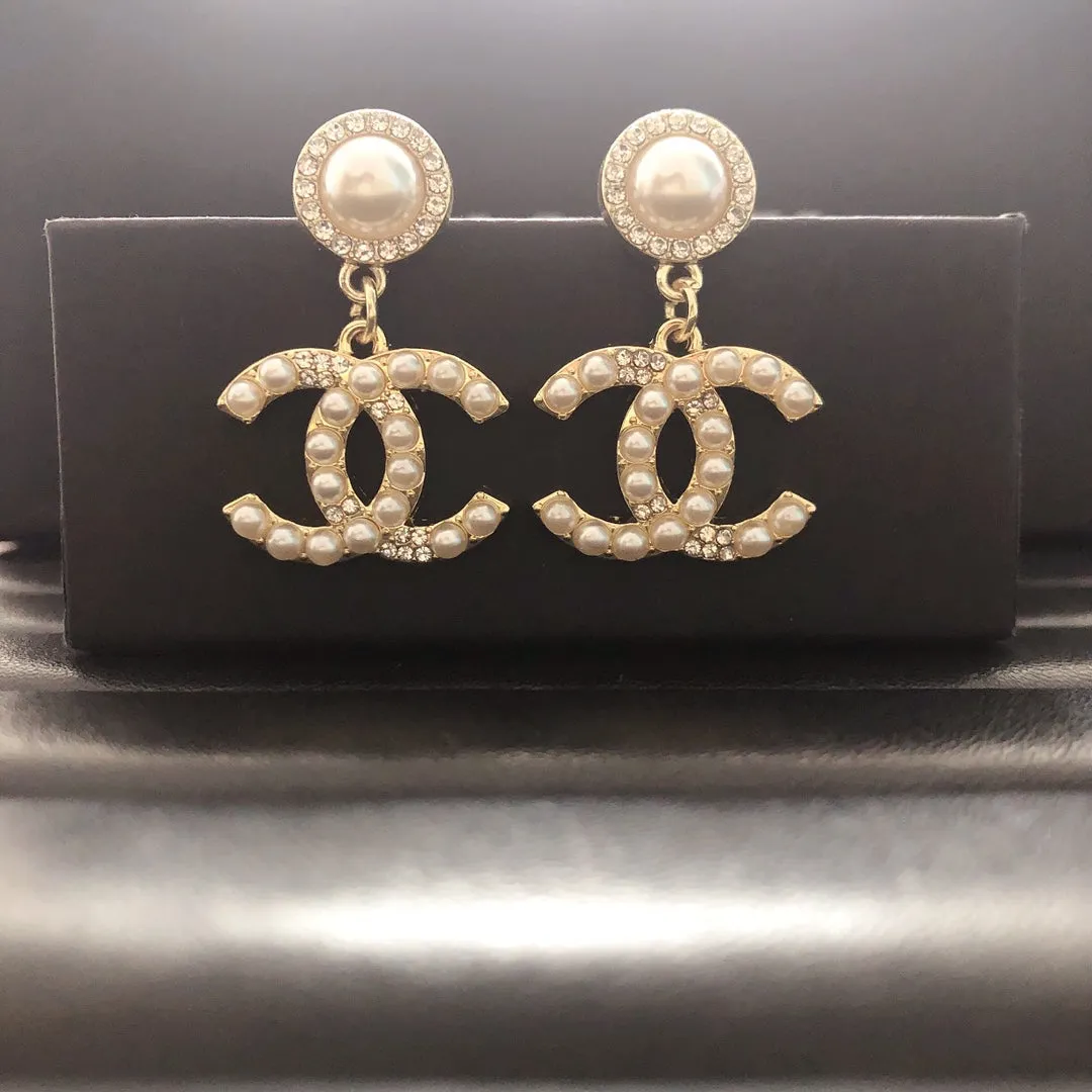 Double C Diamond Chandelier Earrings