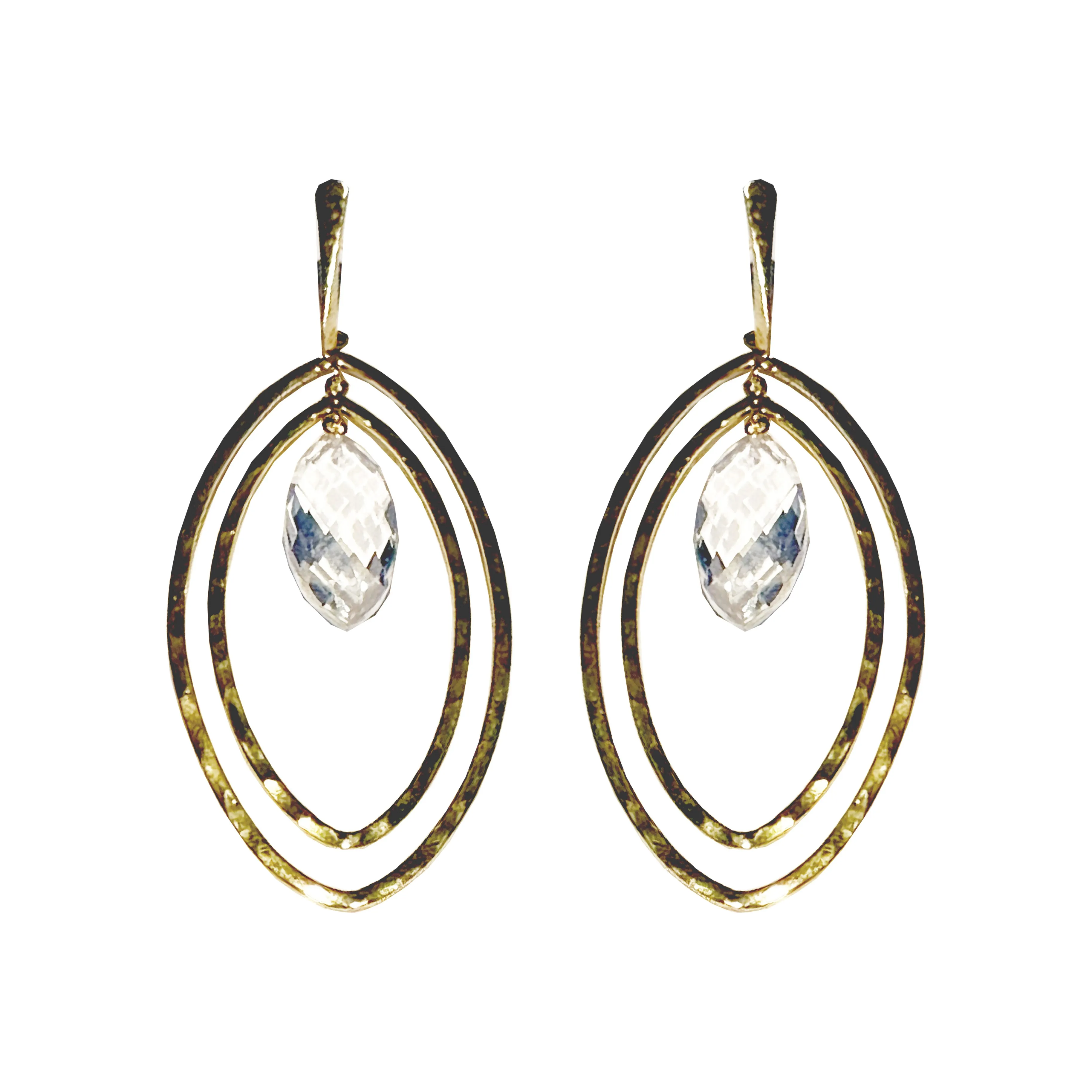 Double Together White Topaz with Bone Top Earrings