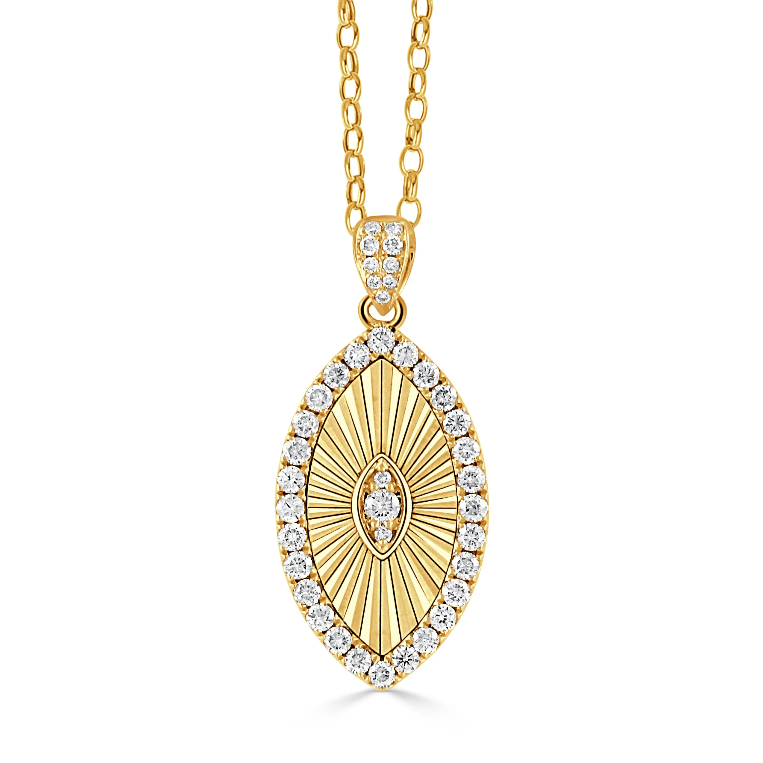 Doves Fluted Marquise Pendant  Necklace