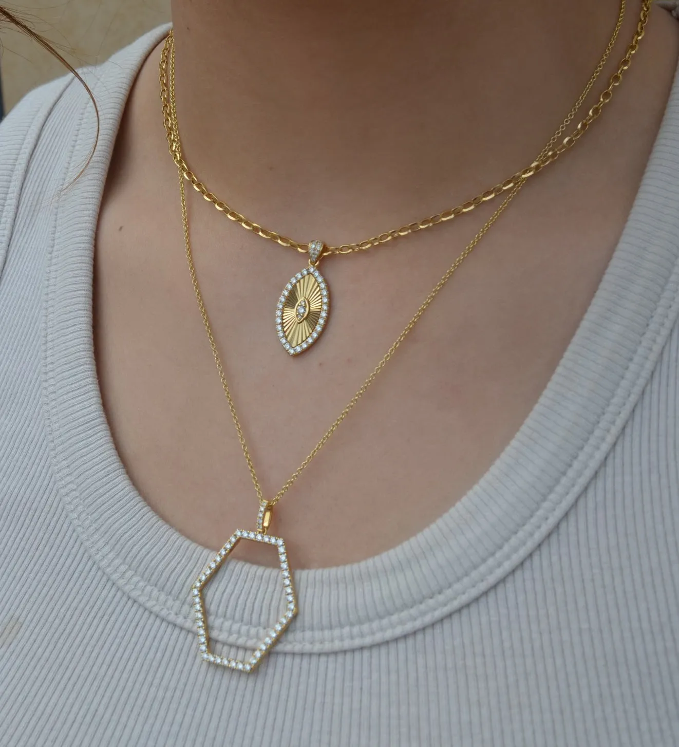 Doves Fluted Marquise Pendant  Necklace