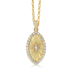 Doves Fluted Marquise Pendant  Necklace