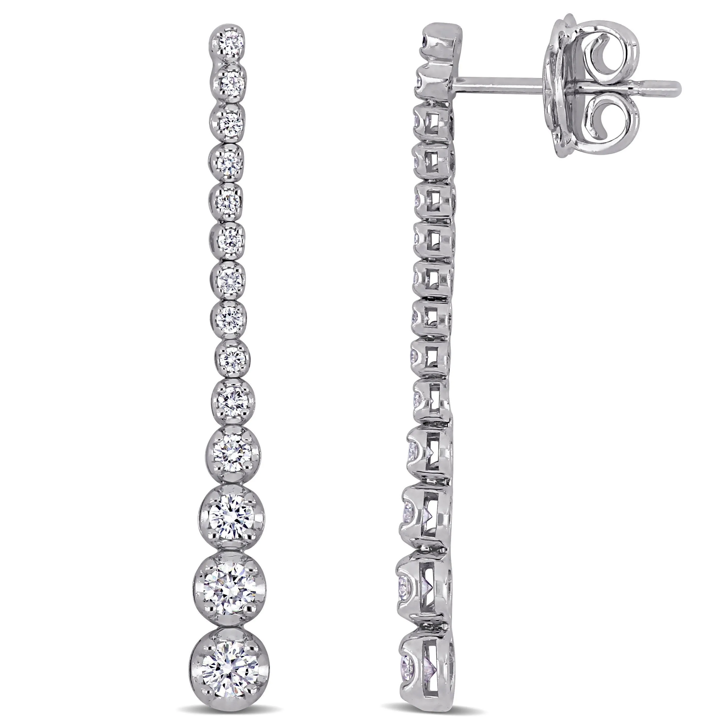 Drop Diamond Earrings 18K White Gold