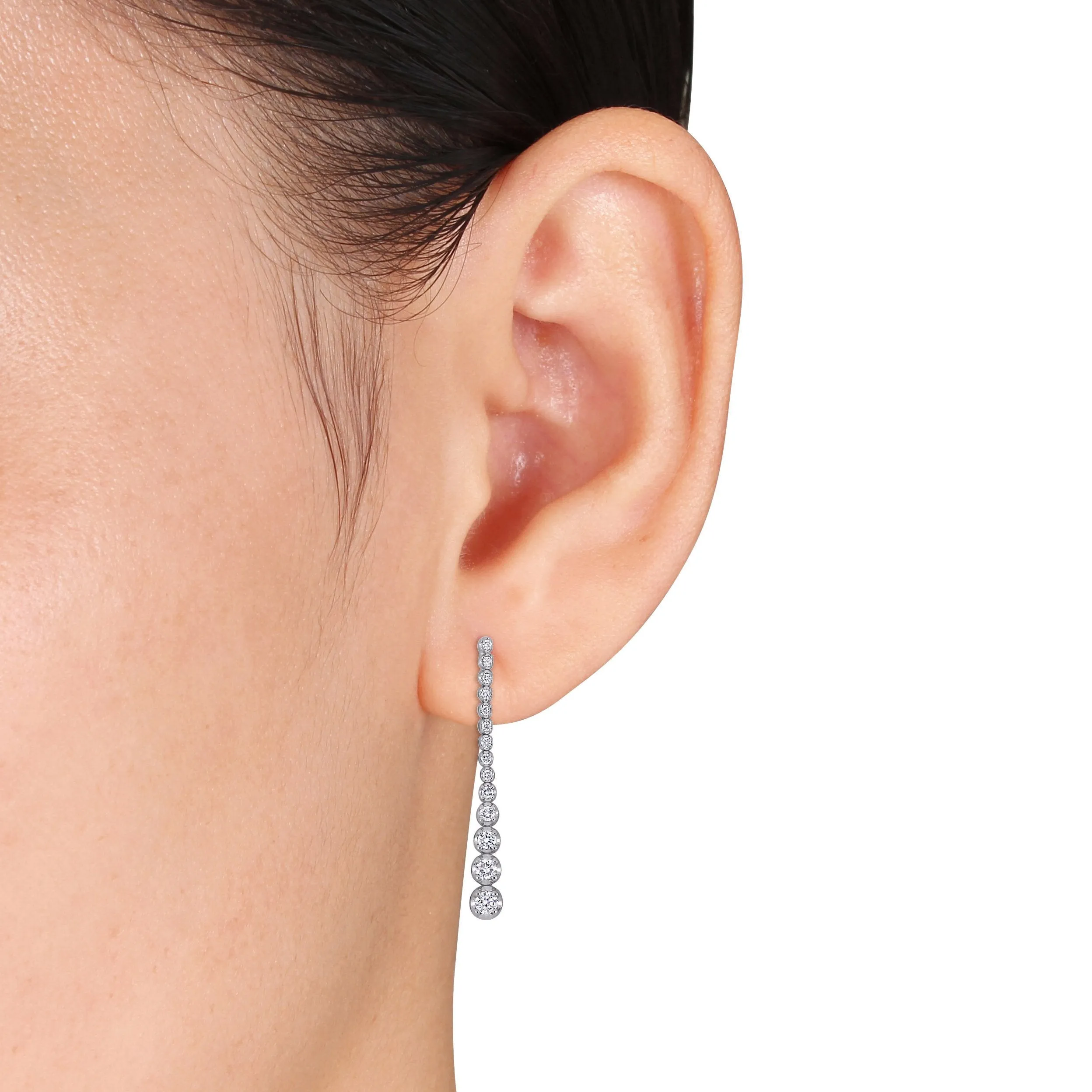 Drop Diamond Earrings 18K White Gold