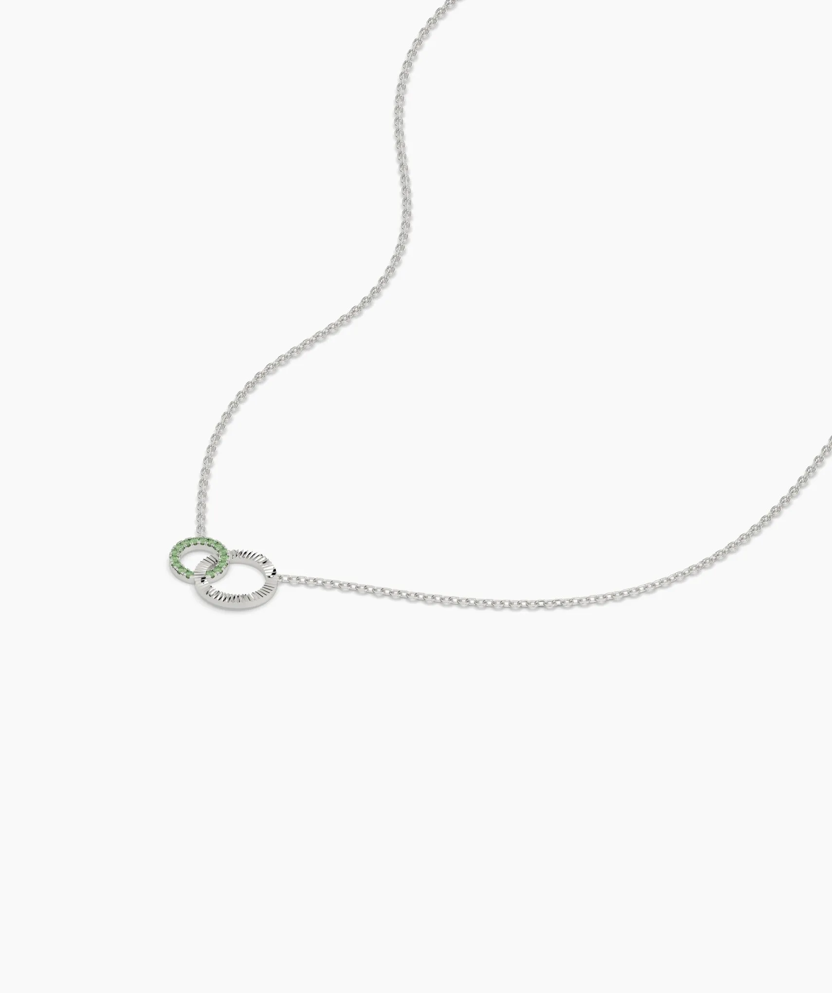 Dual Circle Emerald Gold Necklace