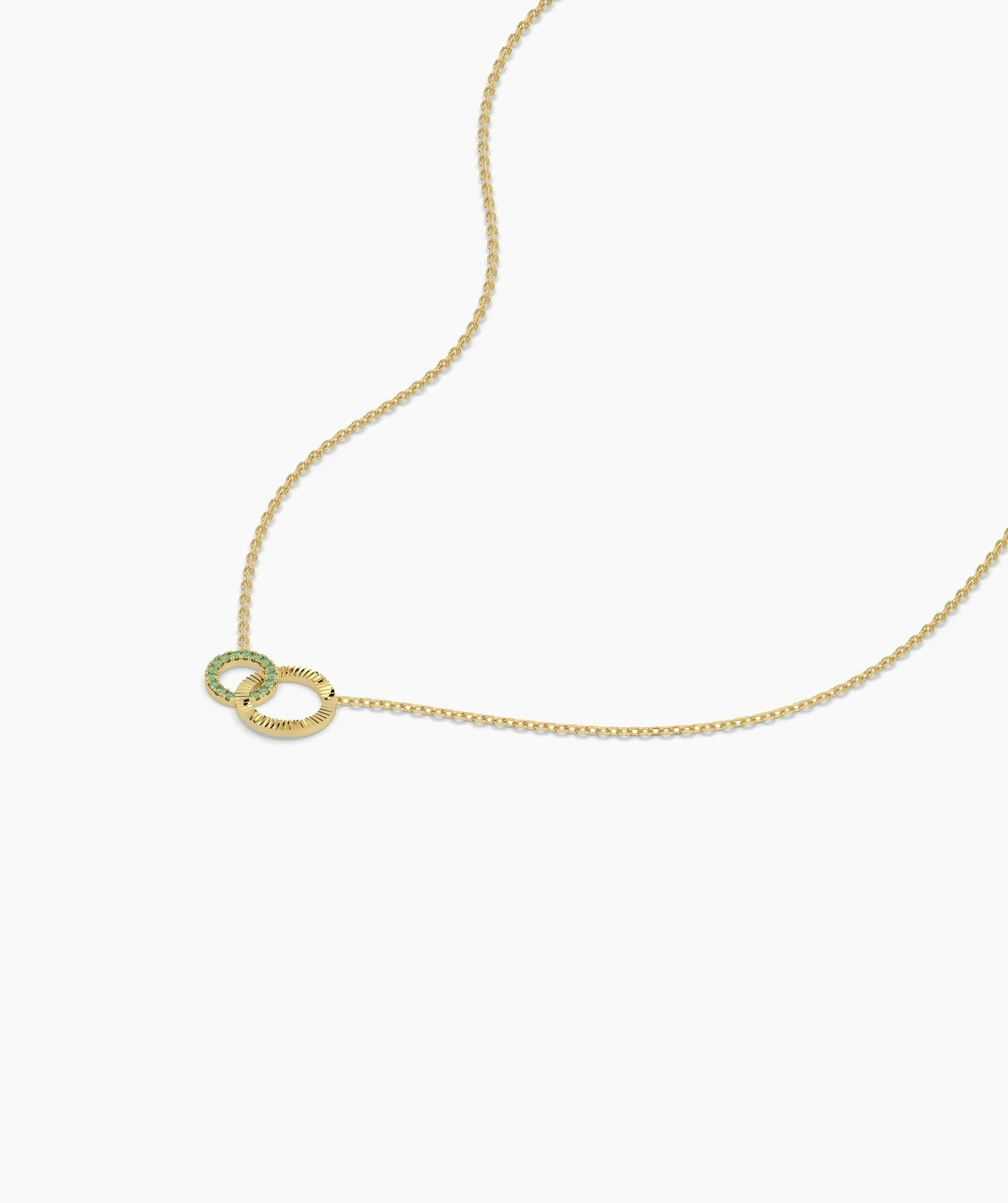 Dual Circle Emerald Gold Necklace