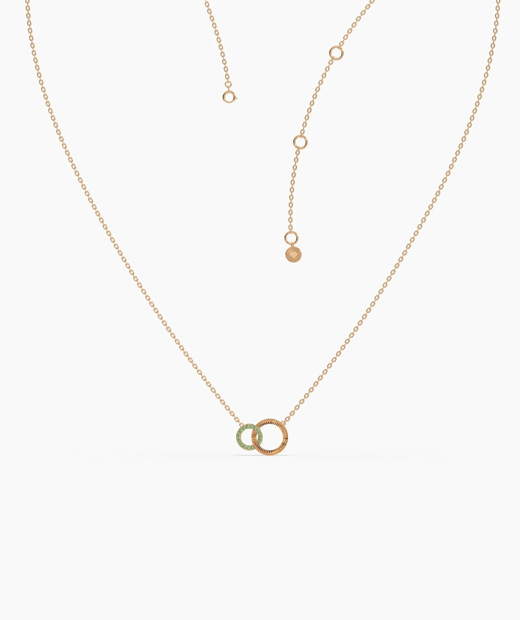 Dual Circle Emerald Gold Necklace