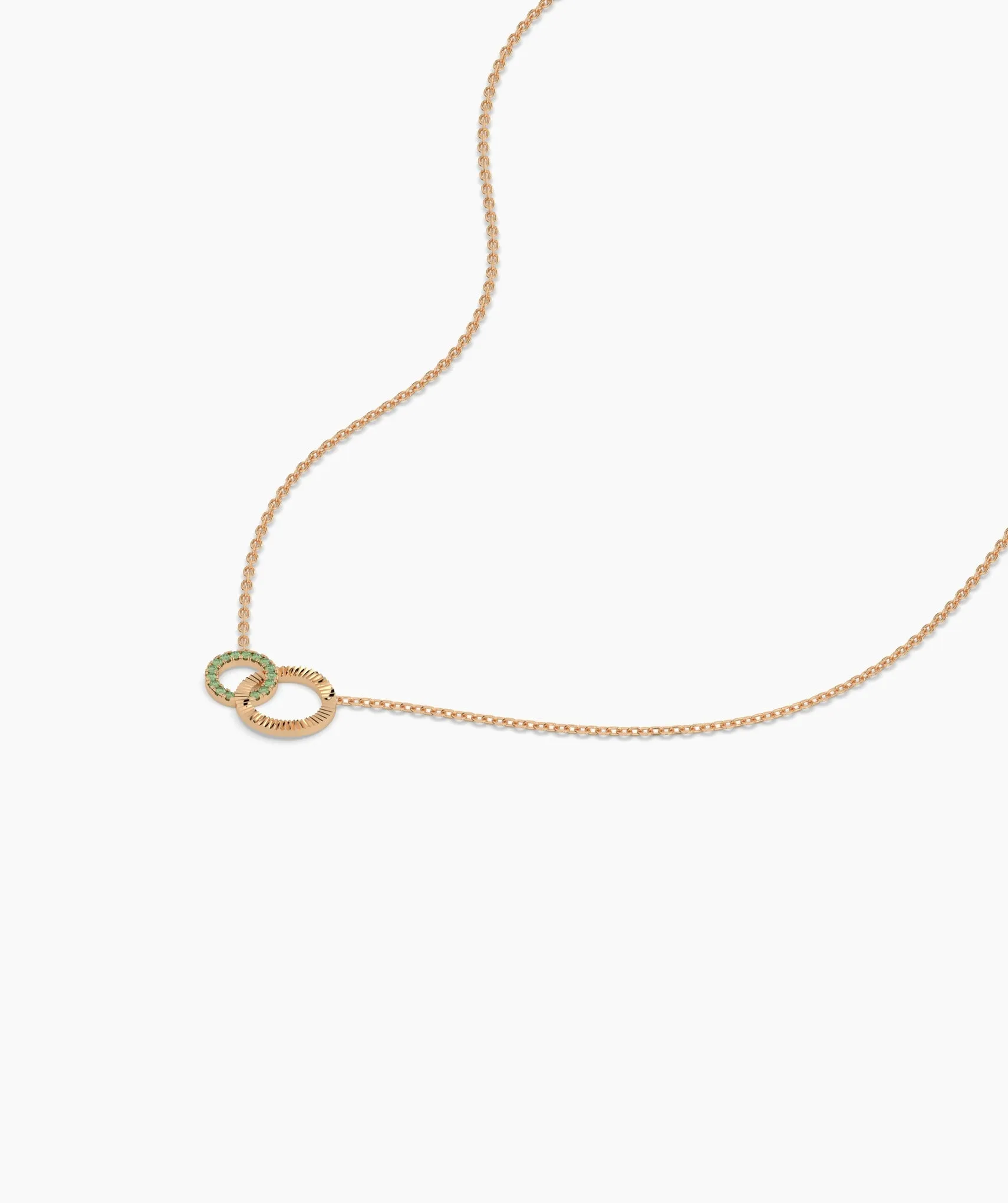Dual Circle Emerald Gold Necklace