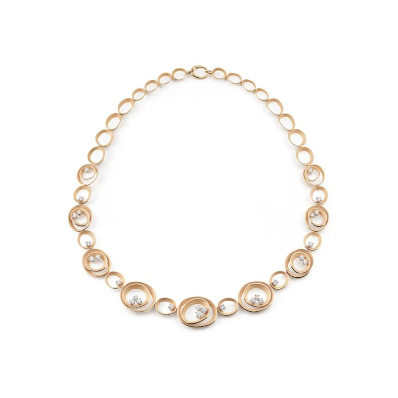 Dune 18K Orange Apricot Gold Diamond Solar Collier Necklace