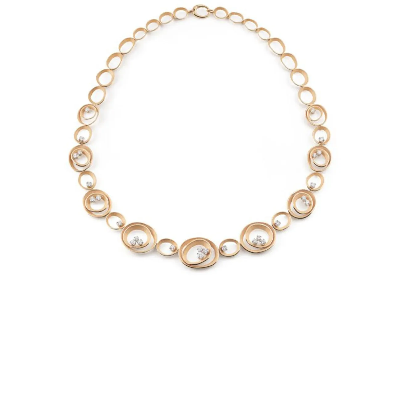 Dune 18K Orange Apricot Gold Diamond Solar Collier Necklace
