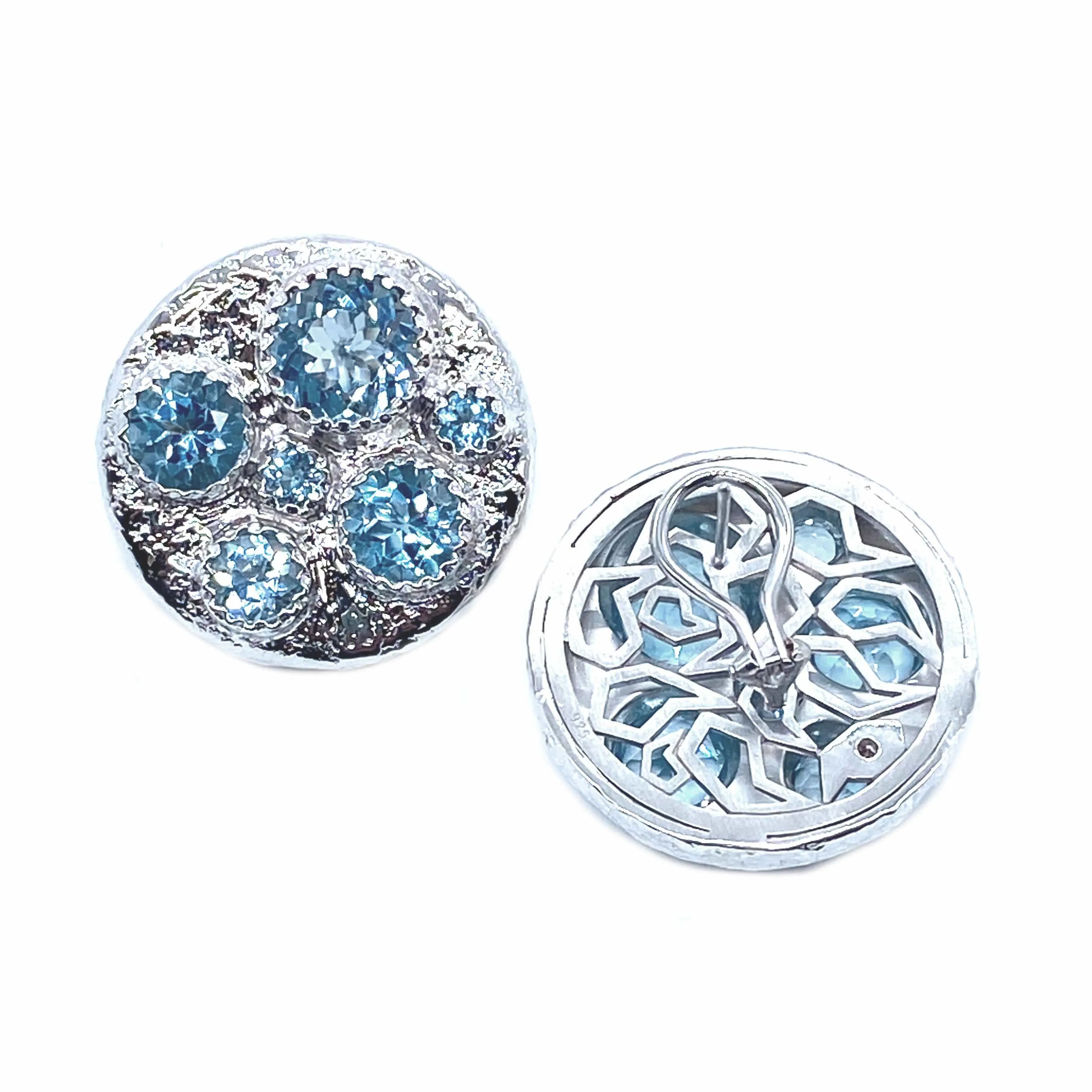 Dune Sterling Silver Blue Topaz Stud Earrings