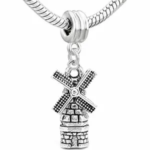 Dutch Windmill Charm Dangle European Bead Compatible for Most European Snake Chain Bracelet