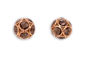 Earrings 18kt Gold Smoky Topaz Ball