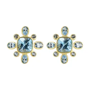 Earrings- Blue Topaz And Aquamarine (1820F)