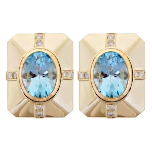 Earrings-Blue Topaz and Diamond  (1851J)
