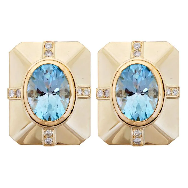 Earrings-Blue Topaz and Diamond  (1851J)