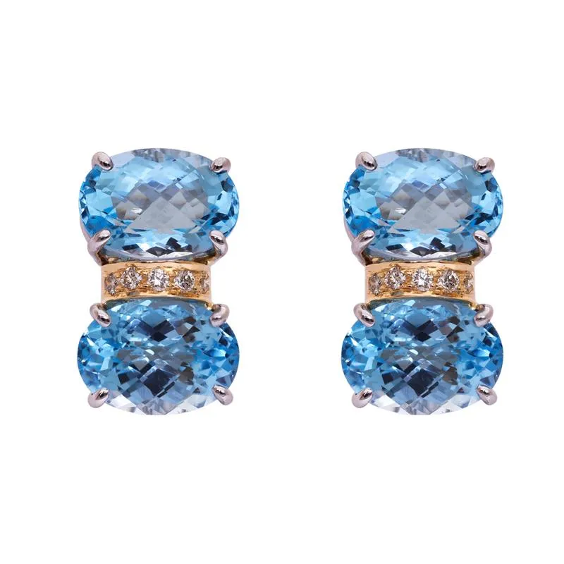 Earrings- Blue Topaz and Diamond  (38CM)