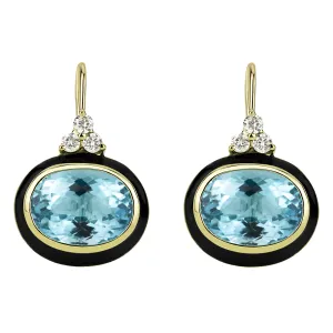 Earrings - Blue Topaz And Diamond (enamel) (2315B)