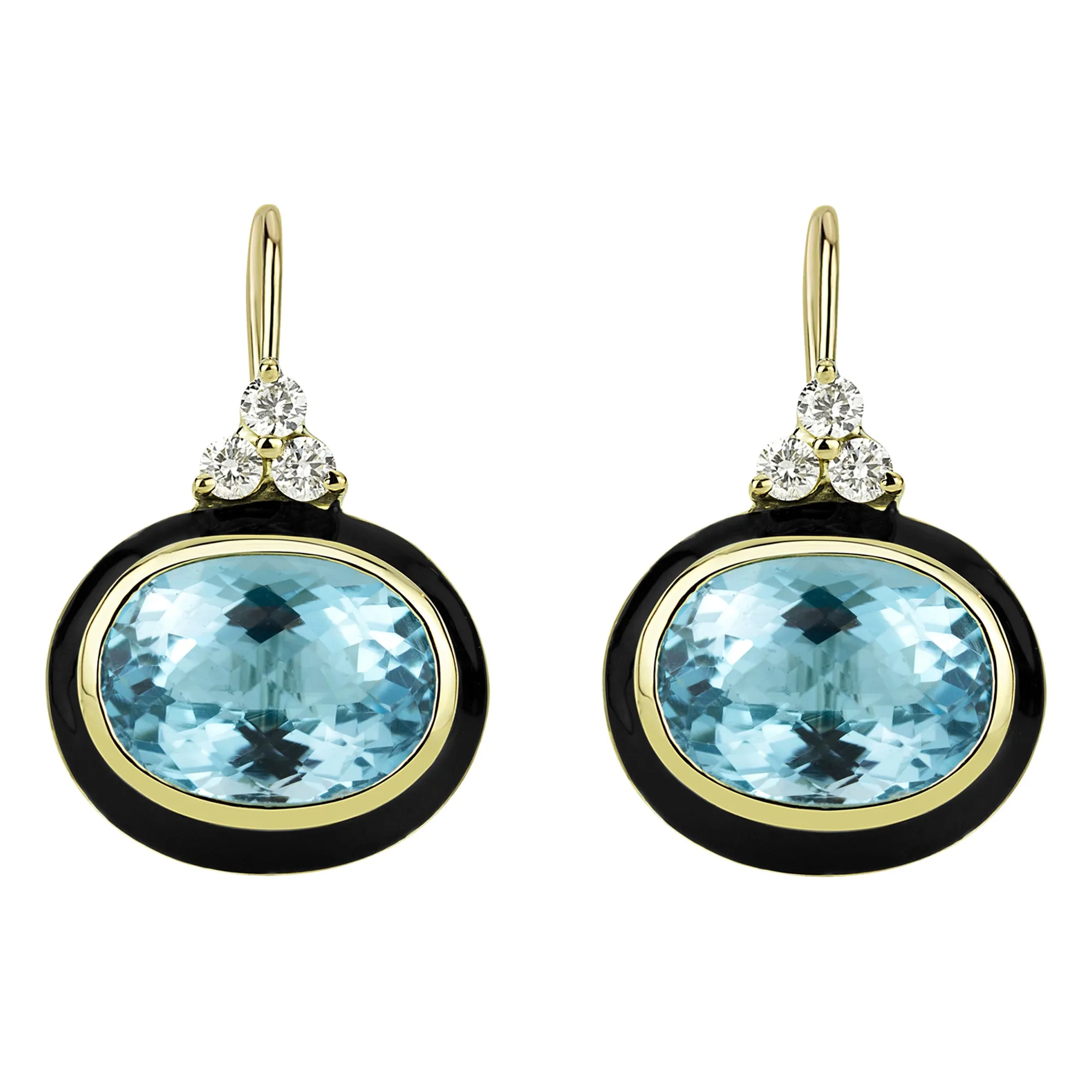 Earrings - Blue Topaz And Diamond (enamel) (2315B)