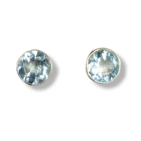 Earrings Blue Topaz Stud Sterling Silver
