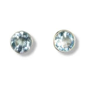 Earrings Blue Topaz Stud Sterling Silver