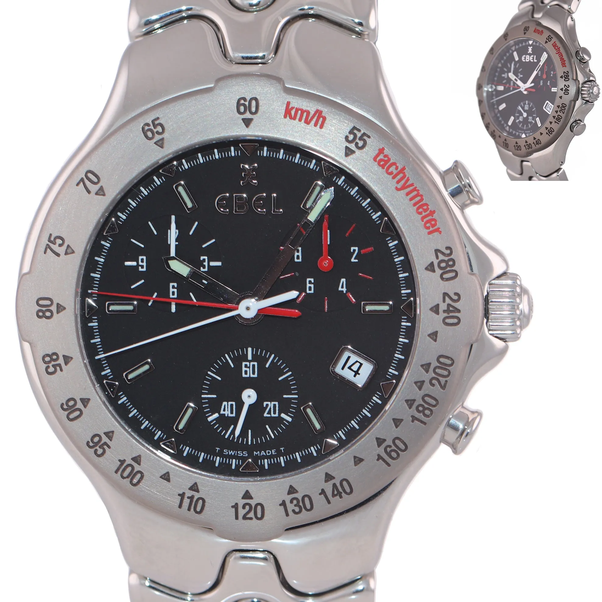 Ebel Sportwave Quartz Date Chronograph 9251642 Stainless Steel 40mm Watch