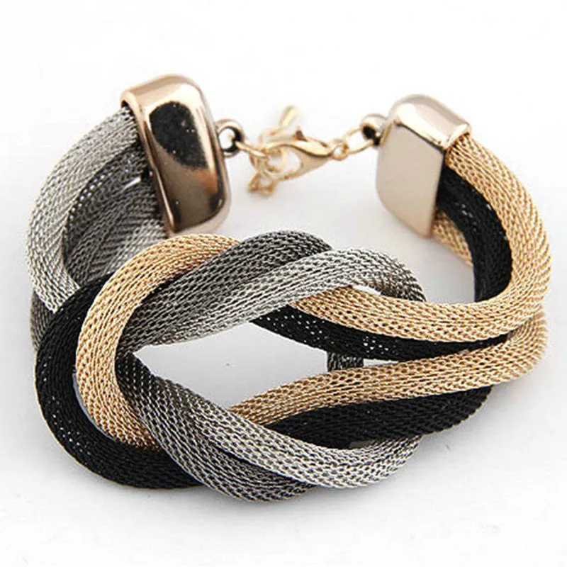 Elegant Lady Woman Punk Chain Braided Rope Multilayer Bracelet for Women Chain Pulseras NW