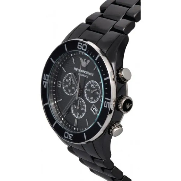 Emporio Armani Black Ceramic Strap Black Dial Quartz Watch For Gents - AR1429