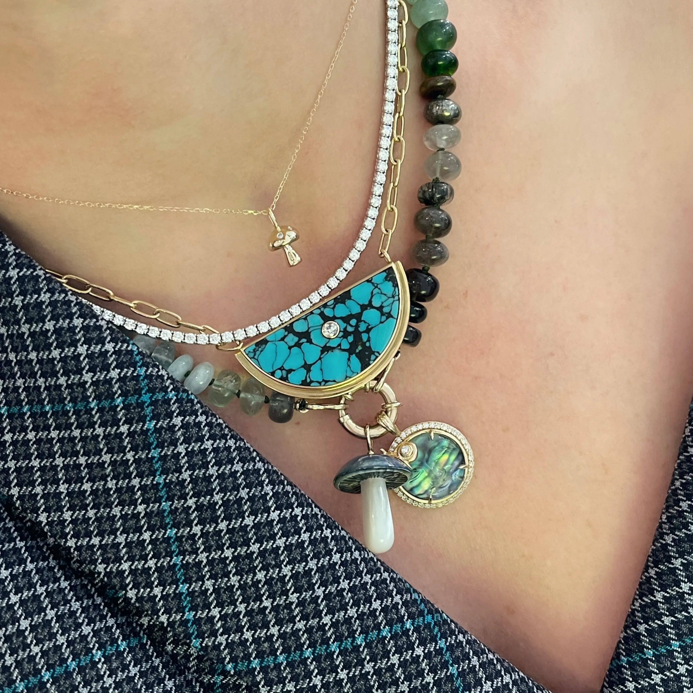 Enchanted Diamond Mushroom Necklace