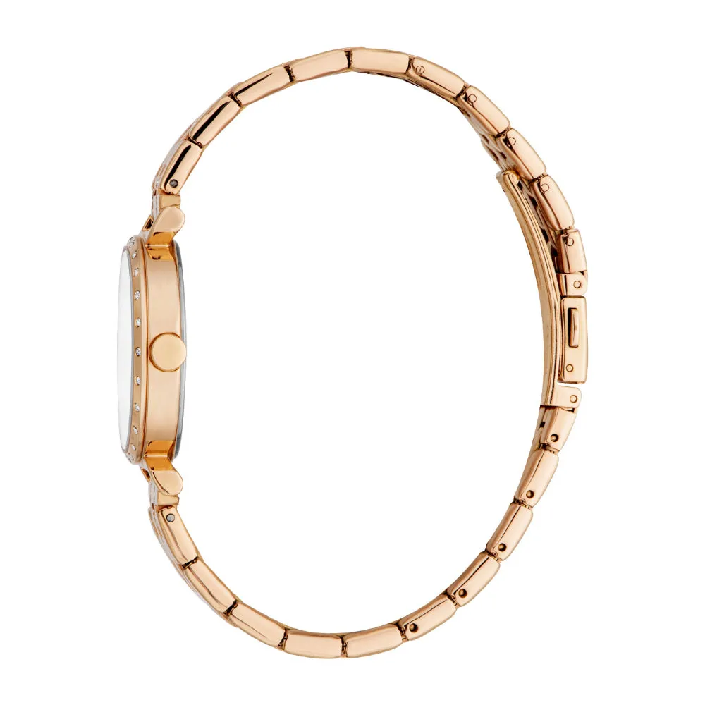 ESPRIT Women Watch, Rose Gold Color Case, Silver Dial, Rose Gold Color Metal Bracelet, 3 Hands, 5 ATM