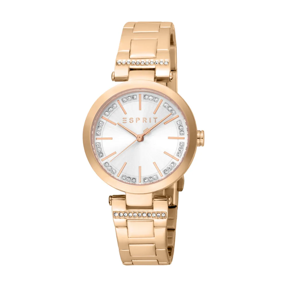 ESPRIT Women's Watch Rose Gold Color  Case and Bracelet with Silver Dial