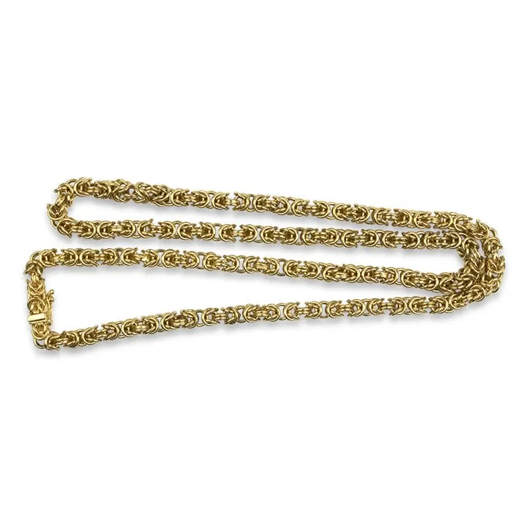 Estate 14K Yellow Gold Byzantine Link 20" Chain