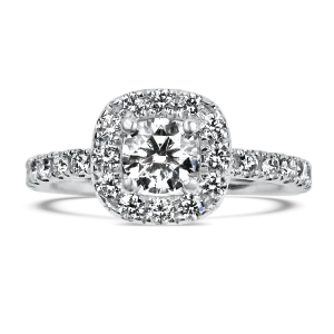 Estate 18k White Gold Round Halo Diamond Engagement Ring